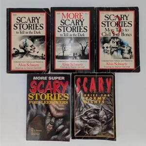 VTG Scary Stories Five Book Collection Childrens Short Stories Poems Illustrated